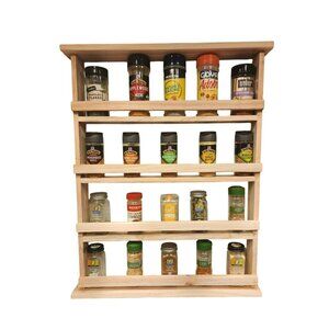 Wooden Spice Rack | 4-Tier Rustic Spice Organizer|Handmade Natural Wood |